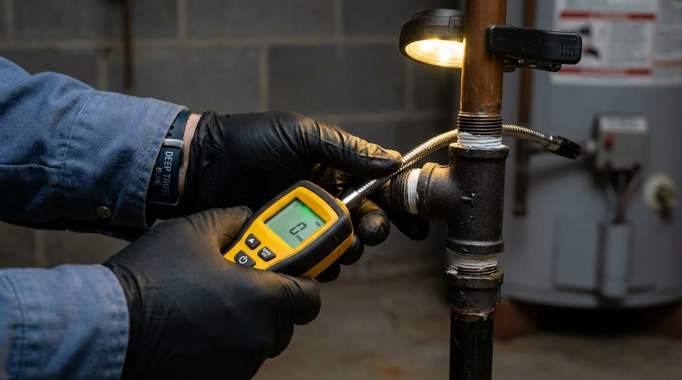 Gas leak detection with electronic sniffer by Johns Plumbing LLC in Lexington